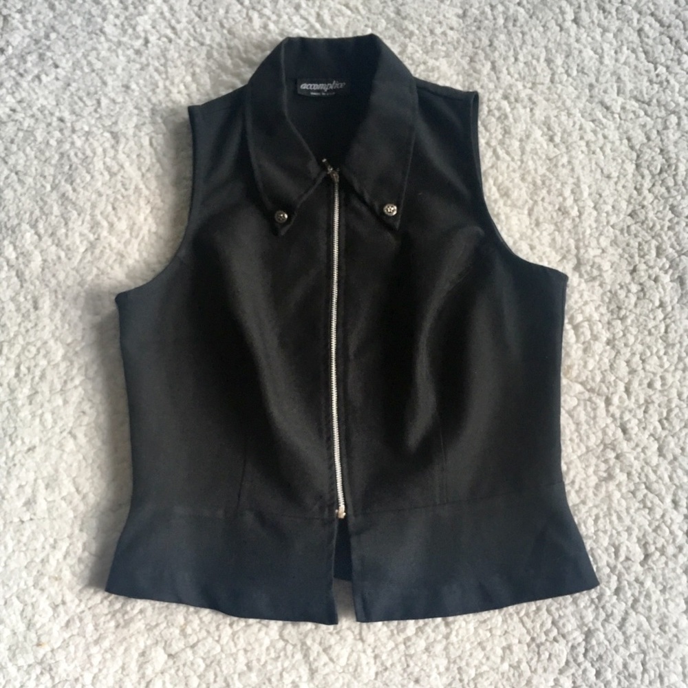 Accomplice Black Zipup Tank Top Vest Small